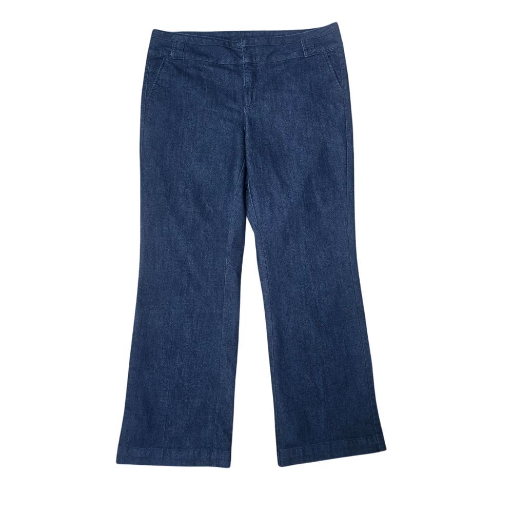 Roz & Ali Straight Leg Pants Women 16 Dark Blue Denim Business‎ Casual Classic